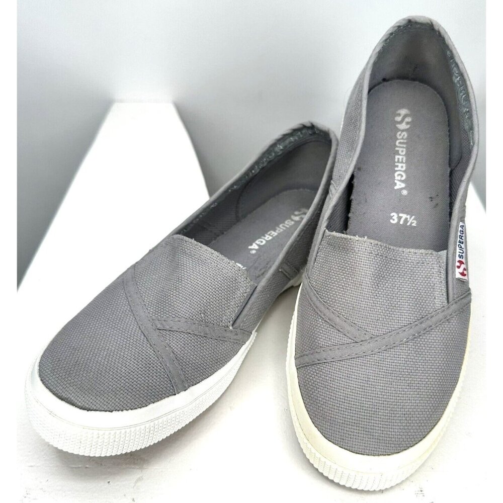 Superga Womens Shoes Slip On Comfort Sneaker Cotton Aluminum Gray US 7 EU 37.5